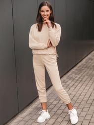 Komplet dresowy dwuczęściowy damski beżowy OZONEE O/MB2040/21