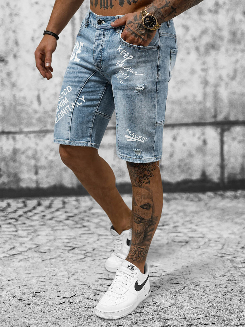 Spodenki męskie jeansowe niebieskie OZONEE NB/MP0259BC