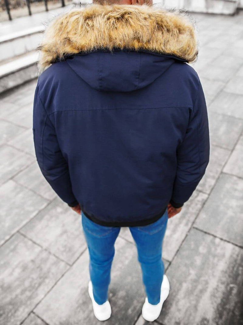 Kurtka zimowa męska z futerkiem granatowa OZONEE JS/M2019/215