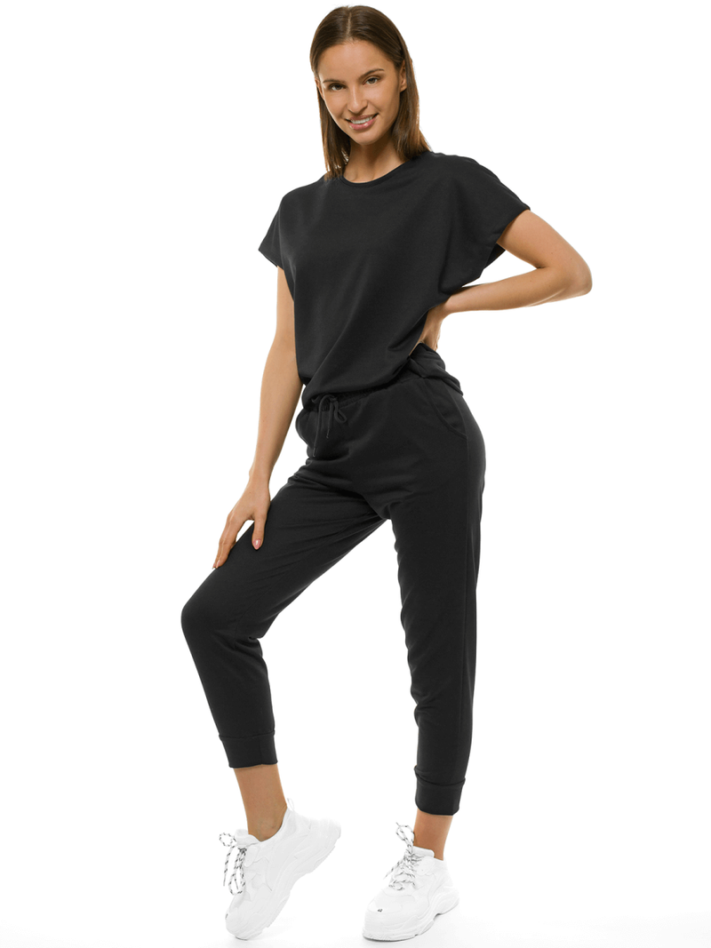 Komplet dresowy dwuczęściowy damski czarny OZONEE O/MB1001/21
