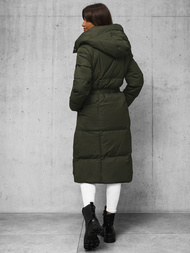 Płaszcz zimowy damski pikowany ciemno-zielony OZONEE JS/5M3227/136