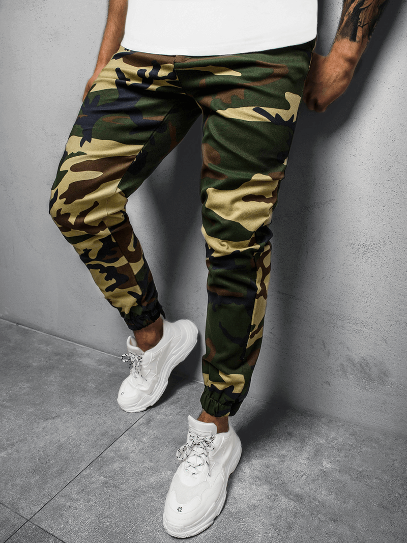 Spodnie męskie chino joggery moro-zielone OZONEE C/109