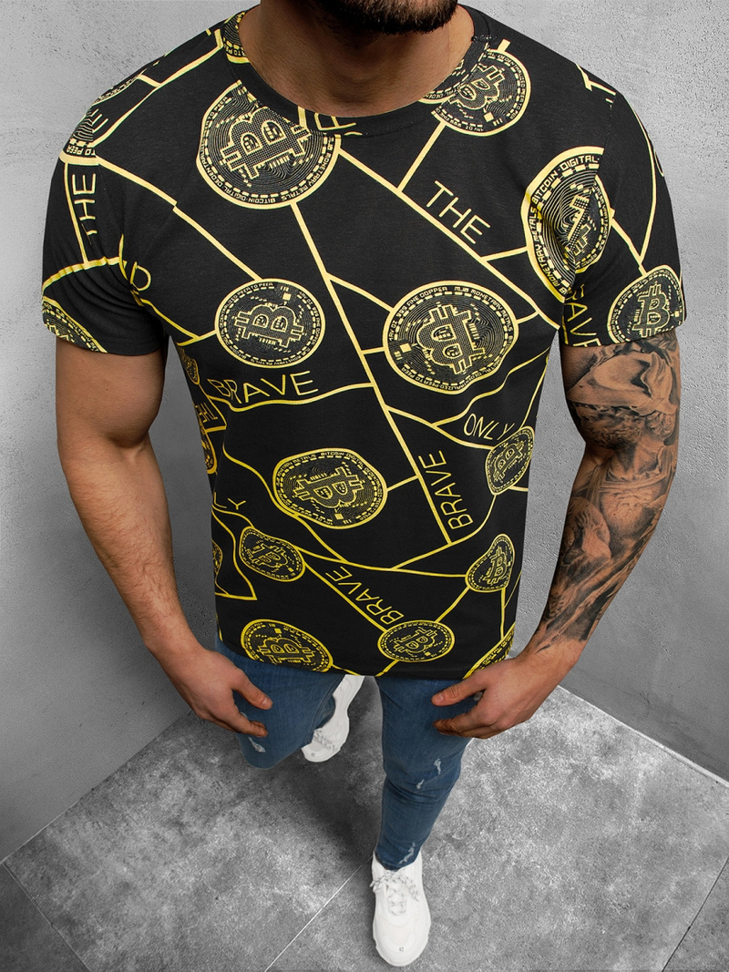 T-Shirt męski czarny OZONEE O/BL2251