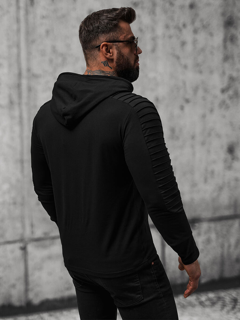 Футболка з довгим рукавом чоловіча Чорна OZONEE O/B258