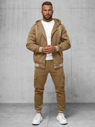 Komplet dresowy męski ciemno-beżowy OZONEE JS/27C6506/91
