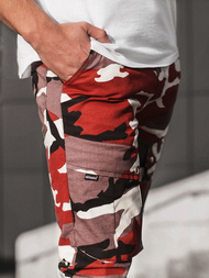 Spodnie męskie joggery bordowo-beżowe OZONEE A/1003