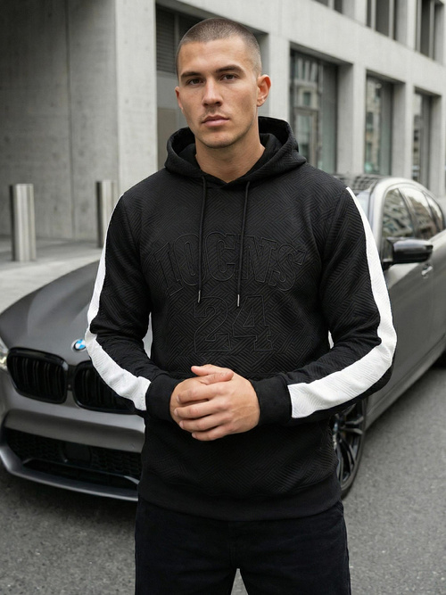 Bluza z kapturem męska czarna OZONEE JS/3B579