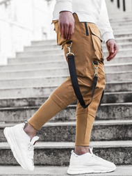 Spodnie męskie chino joggery camelowe OZONEE G/11133