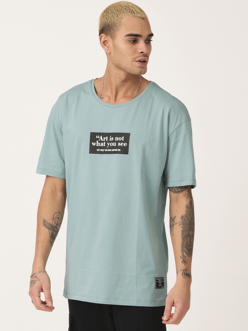 T-Shirt męski z nadrukiem miętowy OZONEE MR/21540