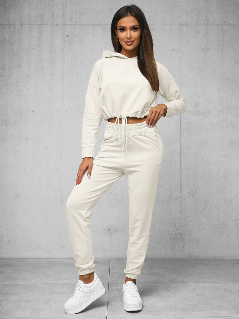 Жіночий спортивний костюм з двох частин Кремова OZONEE O/12108Z