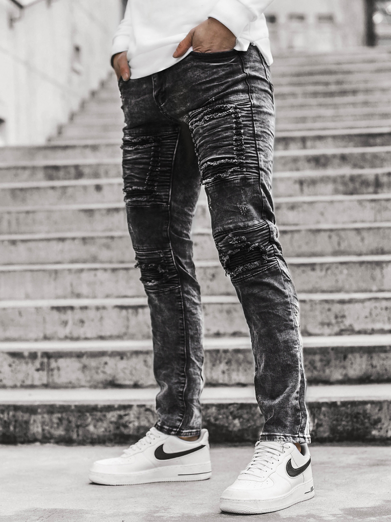 Spodnie męskie jeans czarne OZONEE V/19286