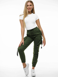 Spodnie damskie chino joggery khaki OZONEE O/8054
