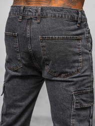 Spodnie jeansowe męskie wide leg grafitowe OZONEE DO/4001