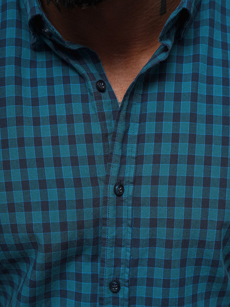 Koszula męska w kratę niebieska OZONEE O/V96