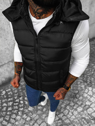 Kamizelka męska pikowana z kapturem czarna OZONEE N/7129