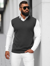 Sweter męski bez rekawów grafitowy OZONEE NB/MM6005/3Z