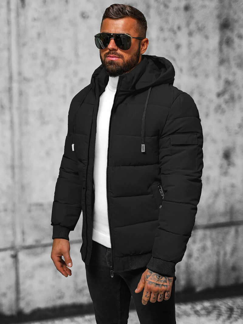 Kurtka męska pikowana czarna OZONEE JS/31M5006