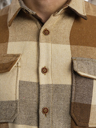 Koszula flanelowa męska w kratę camelowa OZONEE NB/MC728K