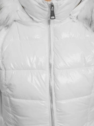 Kamizelka damska pikowana z futerkiem biała OZONEE O/DK027/10