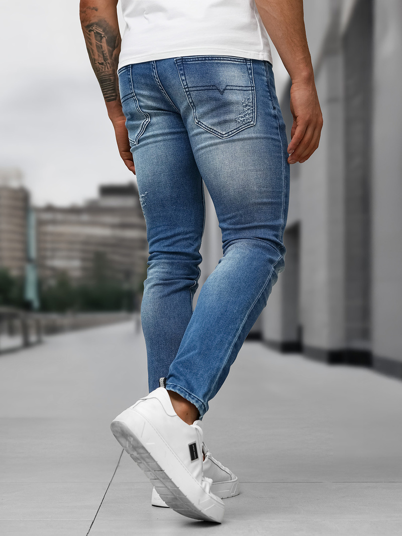 Spodnie jeansowe męskie slim fit niebieskie OZONEE NB/MP0009BZ