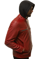 Kurtka skórzana męska bordowa OZONEE JB/JP1169/2