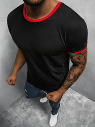 T-Shirt męski czarno-czerwony OZONEE O/1177Z