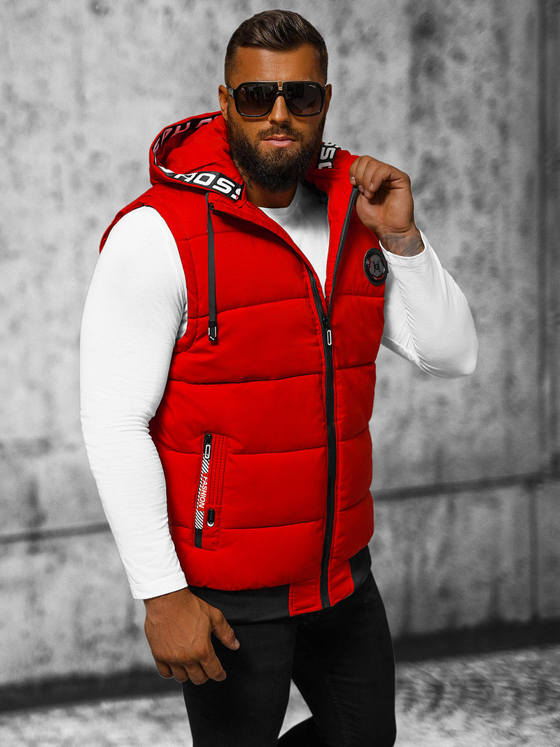 Kamizelka męska z kapturem czerwona OZONEE JS/84M3028/275