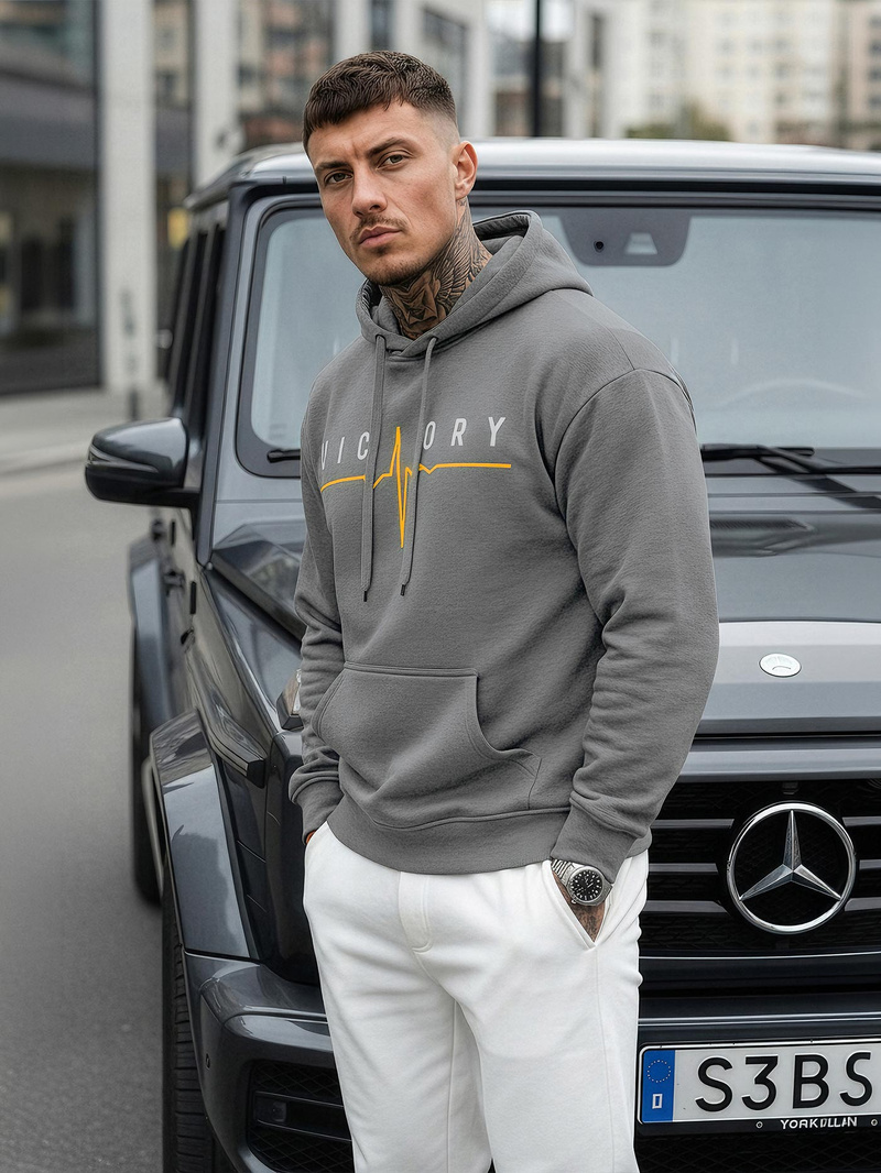 Bluza z kapturem męska grafitowa OZONEE JS/8B1757/5