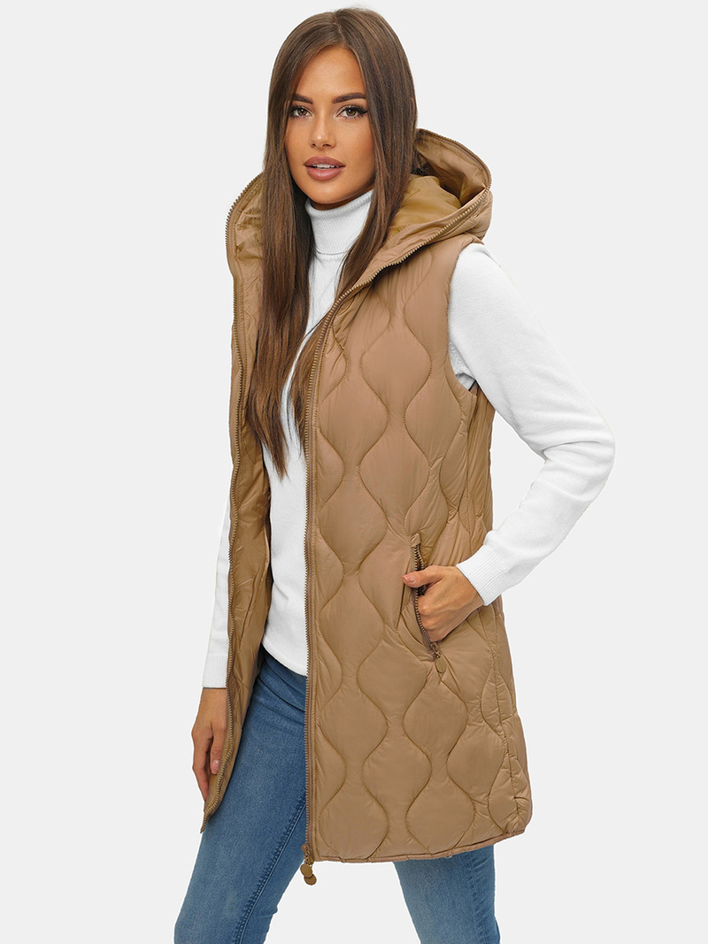 Стьобаний жіночий жилет Темно-Бежева OZONEE O/H928/89