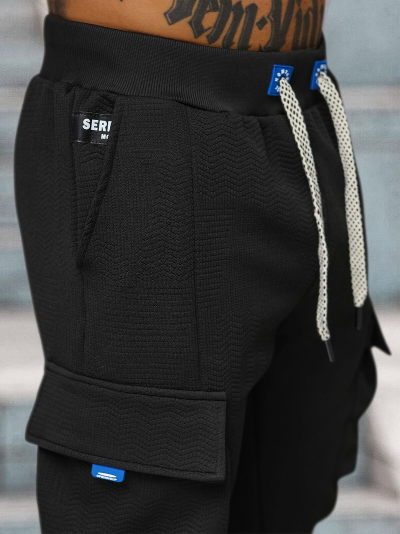 Spodnie dresowe męskie czarno-niebieskie OZONEE O/FF5026