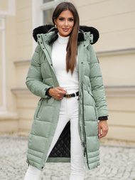Kurtka zimowa damska długa pikowana miętowa OZONEE O/W377Z