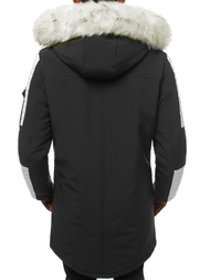 Kurtka zimowa męska parka z futerkiem czarno-biała OZONEE O/5832