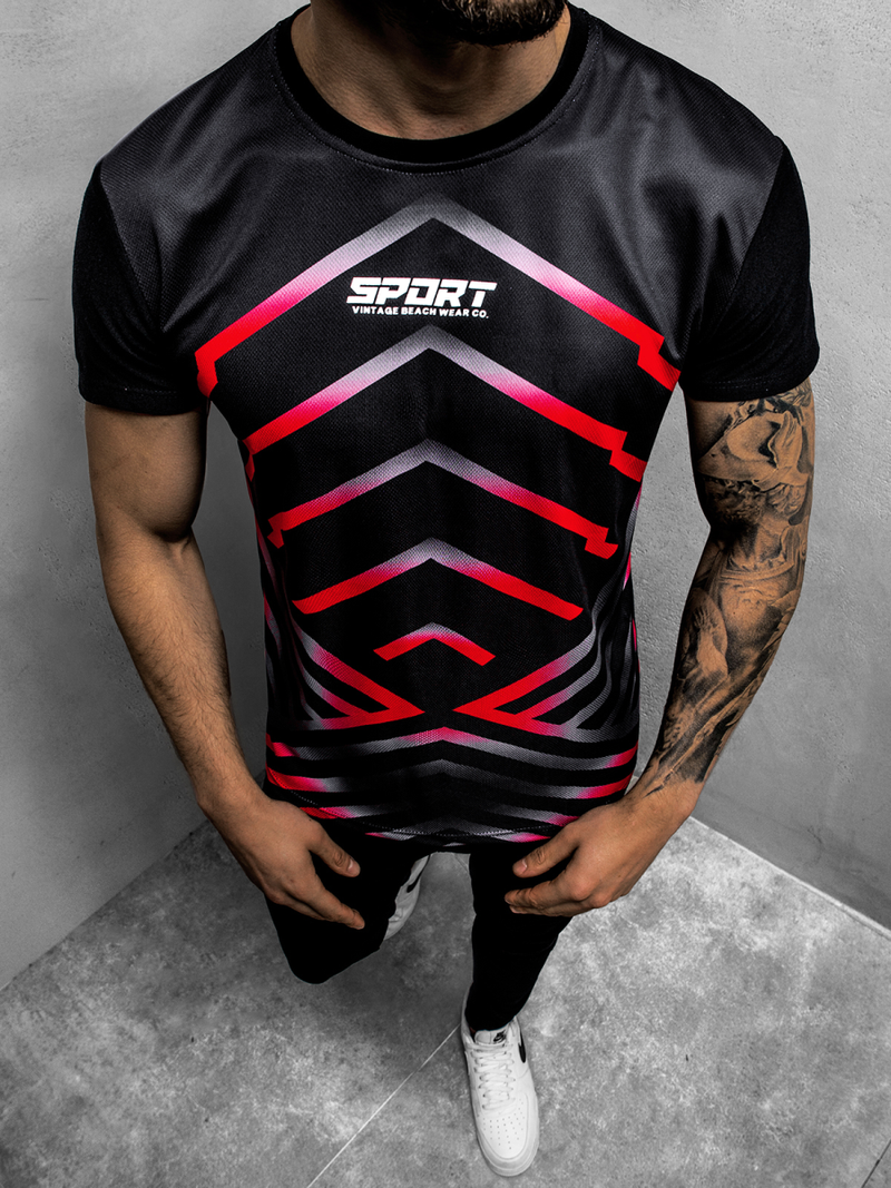 Футболка чоловіча Чорно-Червона OZONEE JS/KS2063Z