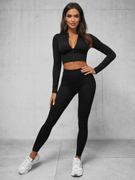 Жіночий спортивний костюм з двох частин чорний OZONEE O/SY2308