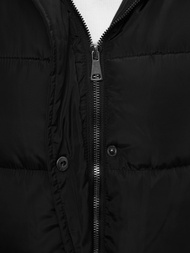 Kamizelka damska długa z kapturem czarna OZONEE O/81260