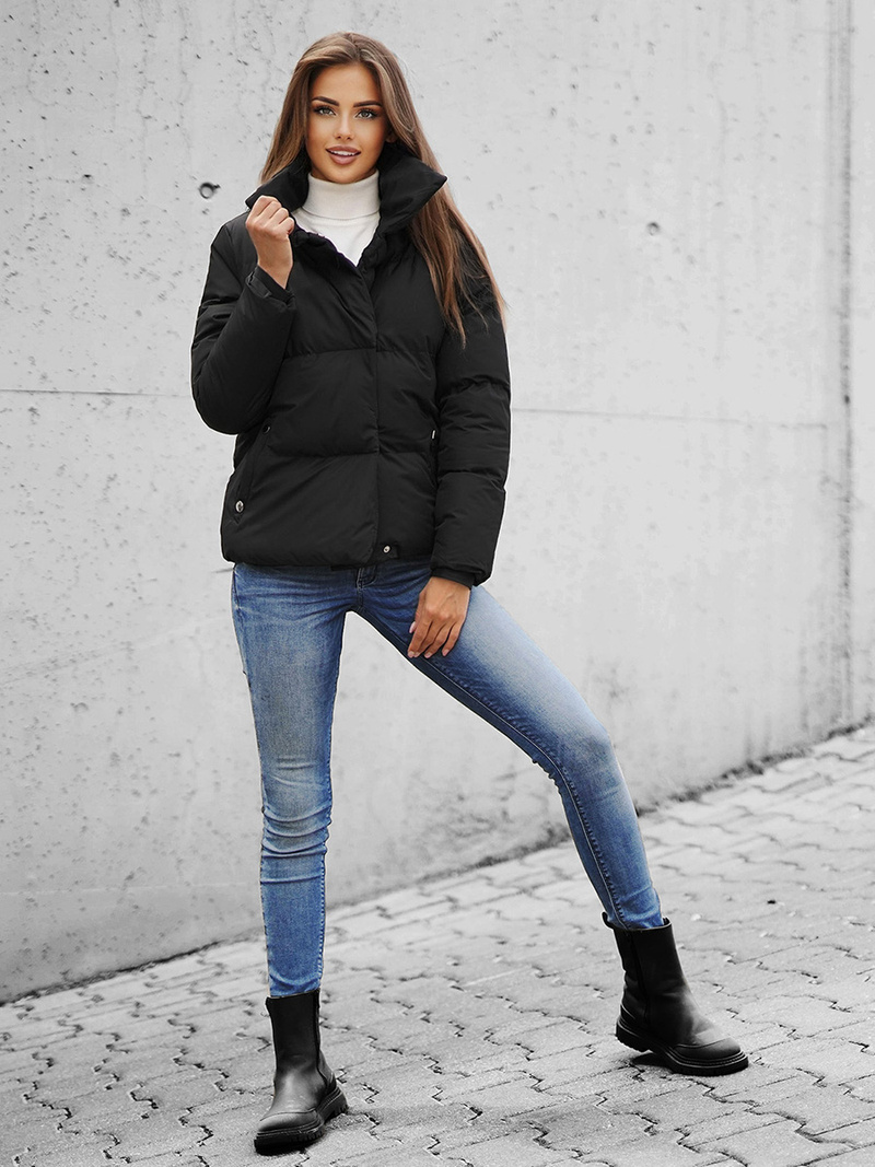 Kurtka zimowa damska pikowana czarna OZONEE JS/M23062/392Z
