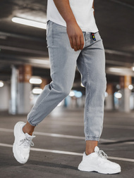 Spodnie jeansowe joggery męskie szare OZONEE DO/6108/3