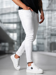 Spodnie jeansowe męskie slim fit białe OZONEE E/5348/01Z