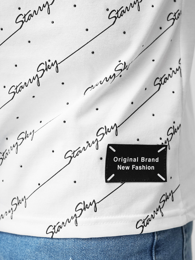 T-shirt męski slim fit biały OZONEE O/QQ1323