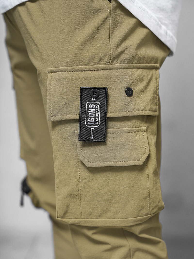 Spodnie męskie chino joggery ciemno-beżowe OZONEE O/PS5520