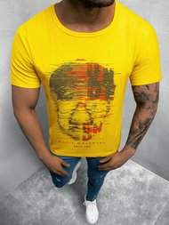 T-Shirt męski z nadrukiem żółty OZONEE JS/KS2632