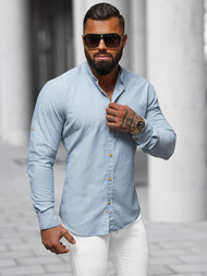 Класична сорочка чоловіча Яскраво-cиня OZONEE O/V89