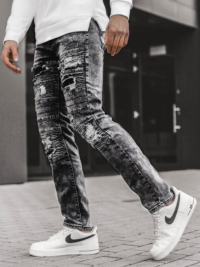 Spodnie męskie jeans grafitowe OZONEE V/19194