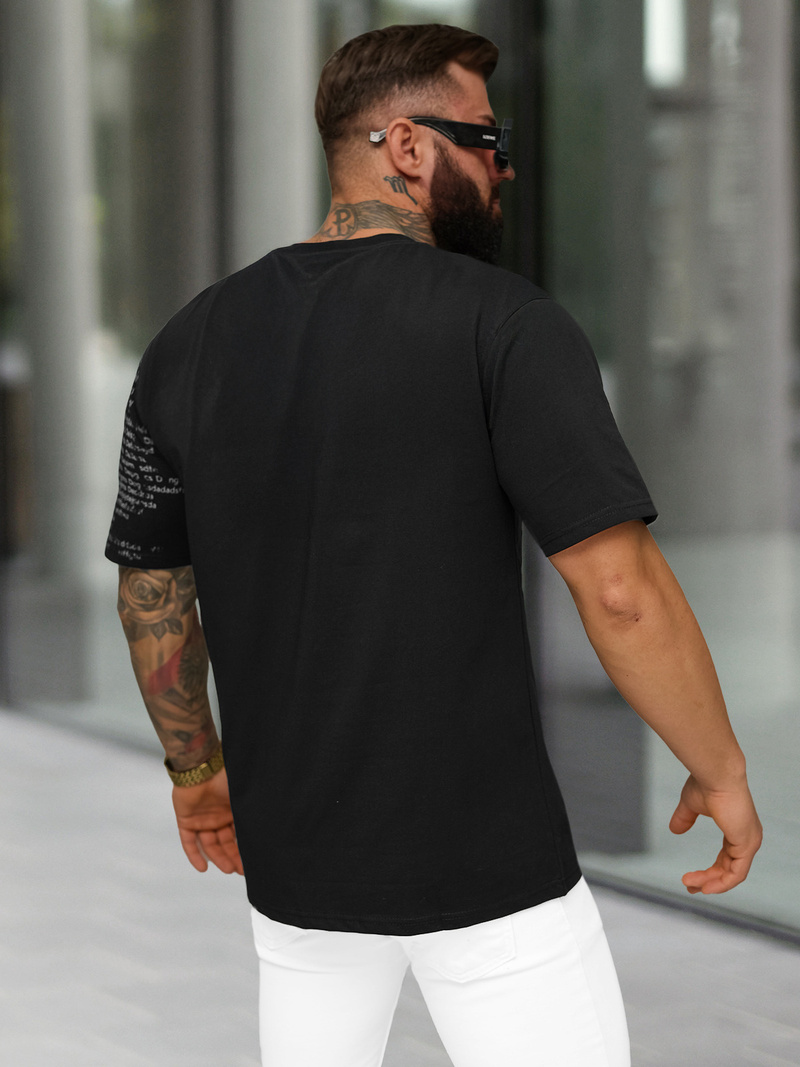 T-shirt męski loose fit czarny OZONEE O/YN2/631