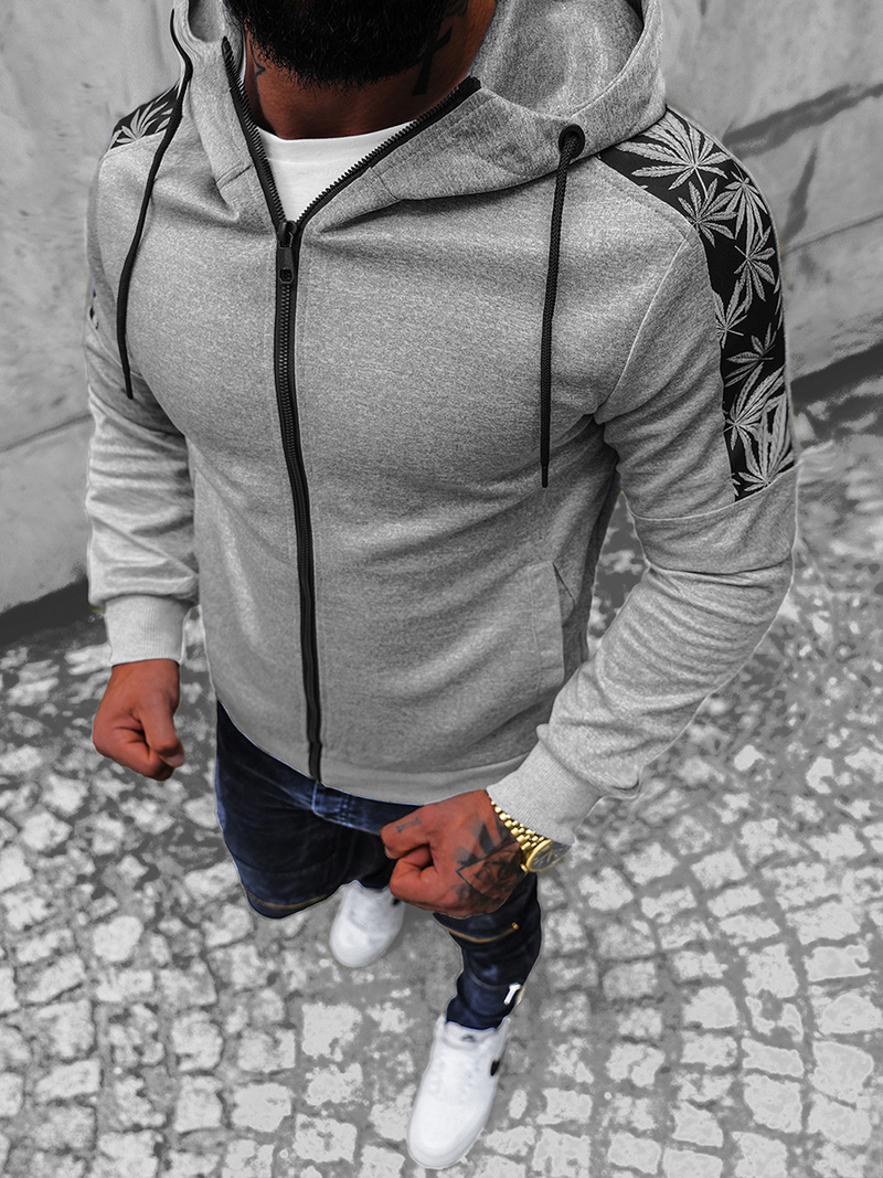 Bluza z kapturem męska rozpinana szara OZONEE JS/B8120