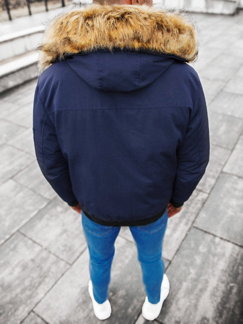 Kurtka zimowa męska z futerkiem granatowa OZONEE JS/M2019/215