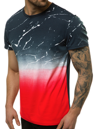 T-Shirt męski granatowo-czerwony OZONEE JS/SS11119