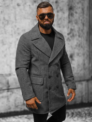 Płaszcz męski w kratę grafitowy OZONEE JS/JP1191Z