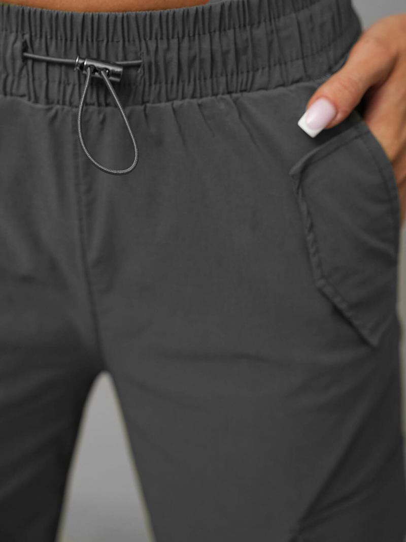 Spodnie damskie z szeroką nogawką grafitowe OZONEE O/TT00393