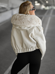 Жіноча шкіряна куртка Бежева OZONEE JS/11Z8172Z